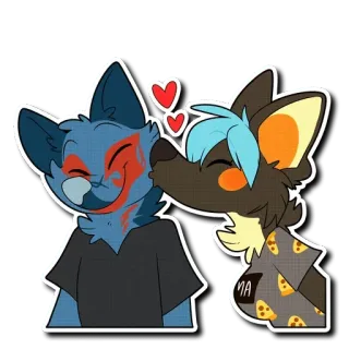 💋 furry, anthropomorphic, kissing, love, cute, cartoons, animals telegram sticker