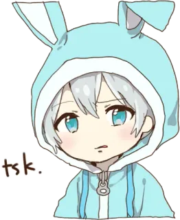 😤 tsk. Аниме, Парень, Кролик, Милый, Наклейка, Мультфильм telegram sticker