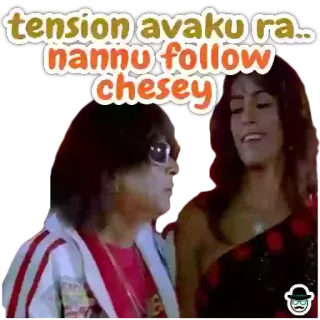 😊 tension avaku ra.. nannu follow cheesey telegram sticker