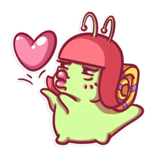 😘 ốc sên, trái tim, dễ thương, hoạt hình, tình yêu, kawaii whatsapp sticker