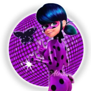 😍 Ladybug мультфильм, девочка, супергерой, Miraculous Ladybug, бабочка, пятна telegram sticker
