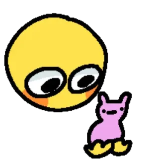 🙈 emoji, yellow face, cartoon, pink animal, sticker telegram sticker