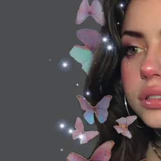 💕 verdrietig, huilen, meisje, vlinders, glitters telegram sticker
