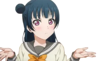 👐 anime, confusa, ragazza, scrollata di spalle, domanda whatsapp sticker