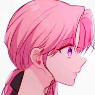 🎟 anime, różowe włosy, kobieta, kreskówka, profil, dziewczyna telegram sticker