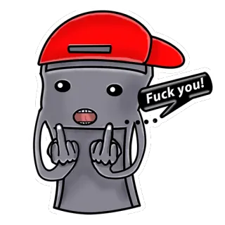 🖕 Fuck you! 中指, 冒犯, 卡通, 侮辱, 淫秽, 灰色 whatsapp sticker