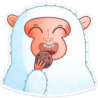 🍪 Йети, Печенье, Монстр, Мультфильм, Снег, Милый, Десерт telegram sticker