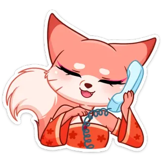 😔 лиса, животное, мультфильм, телефон, общение, милый, персонаж, счастливый telegram sticker