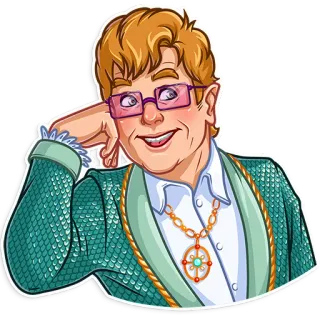 😁 Elton John エルトン・ジョン, ミュージシャン, 歌手, ピアニスト, メガネ, ポートレート telegram sticker