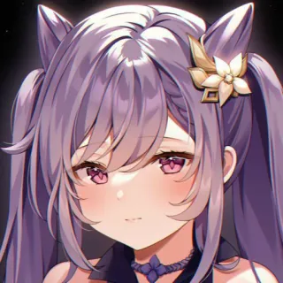 🥰 Keqing Genshin Impact Anime, lila Haare, Katzenohren, Videospiel, Fanart whatsapp sticker
