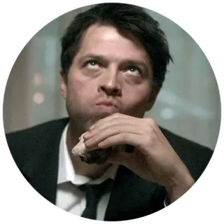 🍔 Castiel Supernatural anioł, jedzenie, nadprzyrodzone, Misha Collins, Castiel telegram sticker