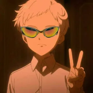 🤍 Norman The Promised Neverland Anime, Sonnenbrille, Friedenszeichen, The Promised Neverland, Norman whatsapp sticker