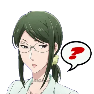 ❓ Anime, Donna, Domanda, Confuso/a, Occhiali telegram sticker
