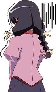 😫 Anime, Gadis, Karakter, Kepang, Pemandangan belakang telegram sticker