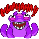 😈 MUAHAHA! böse, lachend, Monster, Cartoon, lustig, lila telegram sticker
