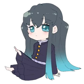 🌀 Muichiro Tokito Demon Slayer 动漫, Q版, 角色, 鬼灭之刃, 无一郎 whatsapp sticker