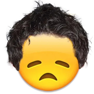 😞 emoji, sad, disappointed, hair, face, expression telegram sticker