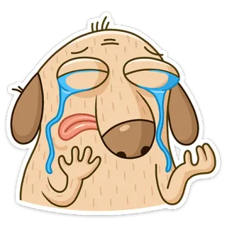 🤪 cane, piangere, triste, arrabbiato, emotivo, cartone animato, adesivo whatsapp sticker