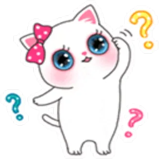 😮 chat, points d'interrogation, mignon, dessin animé, autocollant, illustration telegram sticker