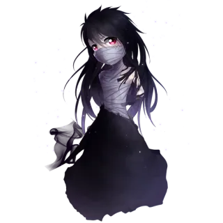 😶 anime, mummy, horror, bandage, girl, creepy telegram sticker