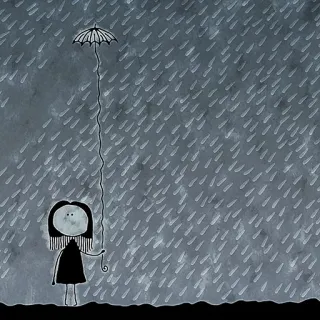 ☂️ pluie, parapluie, fille, illustration, météo, dessin whatsapp sticker