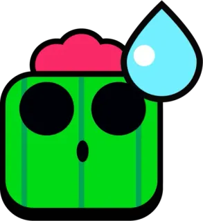 😨 Spike Brawl Stars 선인장, 가시, 브롤스타즈, 땀방울, 충격 telegram sticker