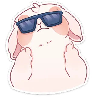 😎 coelho, óculos de sol, dedo do meio, gesto obsceno whatsapp sticker
