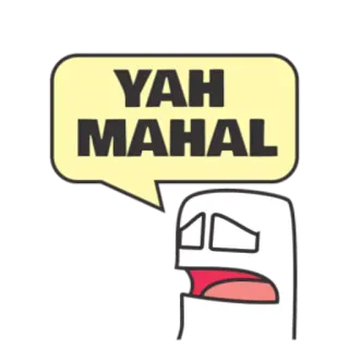 😣 YAH MAHAL 만화, 표정, 텍스트, 캐릭터 telegram sticker