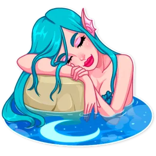 😴 Meerjungfrau, Fantasy, Ozean, Süß, Cartoon, Meer, Magie telegram sticker