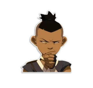 😐 Sokka Avatar: The Last Airbender sokka, avatar, la leyenda de aang, dibujos animados, tribu agua, pensando whatsapp sticker