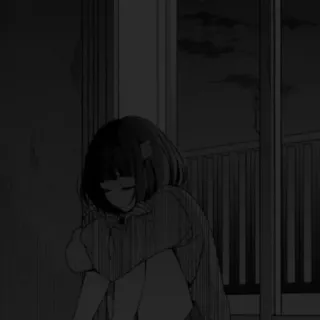 🖤 Anime, Ragazza, Triste, Emozionale, Solitaria, Manga telegram sticker