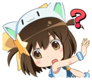 😮 anime, question mark, cute, cartoon, sticker, kawaii, girl telegram sticker