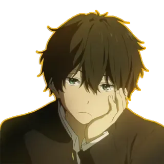 😕 Anime, Personagem, Mangá, Menino, Pensativo, Triste telegram sticker