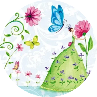🦋 Schmetterling, Blumen, Mädchen, Kleid, Natur, Kunst telegram sticker
