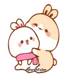 😘 กระต่าย, น่ารัก, คาวาอิ, สติกเกอร์, การ์ตูน, มิตรภาพ, กอด telegram sticker