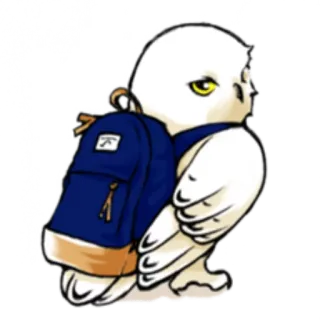 💼 owl, backpack, cartoon, animal, cute telegram sticker