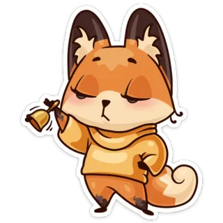 ⏰ fuchs, tier, niedlich, glocke, cartoon, aufkleber telegram sticker