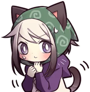 🏃 Anime, Chat, Kawaii, Mignon, Dessin animé, Fille, Sweat à capuche whatsapp sticker
