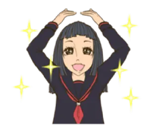 ✨ Anime, Fille, Étincelles, Joyeux, Heureux whatsapp sticker