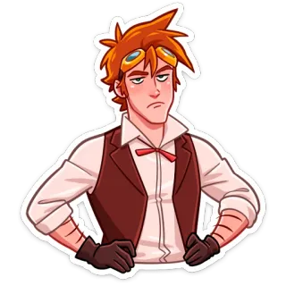 😔 персонаж, стимпанк, мультфильм, мужчина telegram sticker