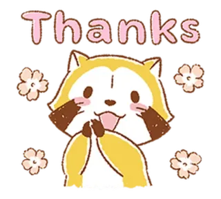 🙏 Thanks merci, gratitude, mignon, tanuki, animal, sticker telegram sticker