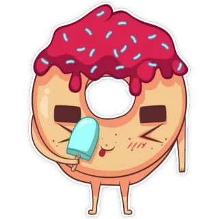 😛 donat, es loli, makanan, dessert, imut, kawaii, manis telegram sticker