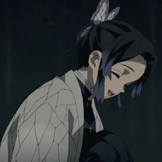 💜 Shinobu Kocho Demon Slayer Anime, Demon Slayer, Shinobu, Postać, Uśmiechnięta telegram sticker