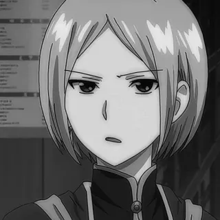 ⚔️ Anime, Manga, Portrait, Personnage, Expression, Sérieux, Monochrome whatsapp sticker