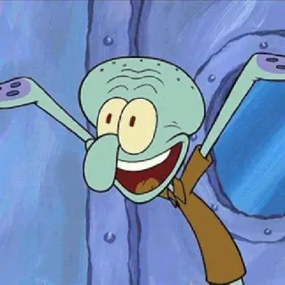🎊 Squidward Spongebob Squarepants мультфильм, Спанч Боб, Сквидвард, счастливый, Nickelodeon telegram sticker