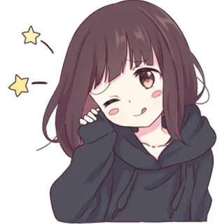 😜 Gadis anime, Kartun, Lucu, Kawaii, Bintang, Berkedip telegram sticker