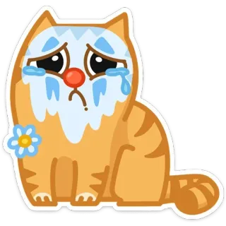 😢 chat, triste, pleurs, clown, animal telegram sticker