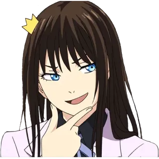 😏 Anime, Chica, Sonrisa burlona, Corona telegram sticker