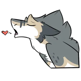 ❤️ wolf, howling, animal, cartoon, heart, love telegram sticker