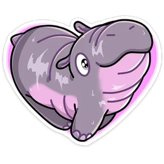 ❤️ hipopotam, zwierzę, słodki, serce, kreskówka, naklejka, fioletowy telegram sticker
